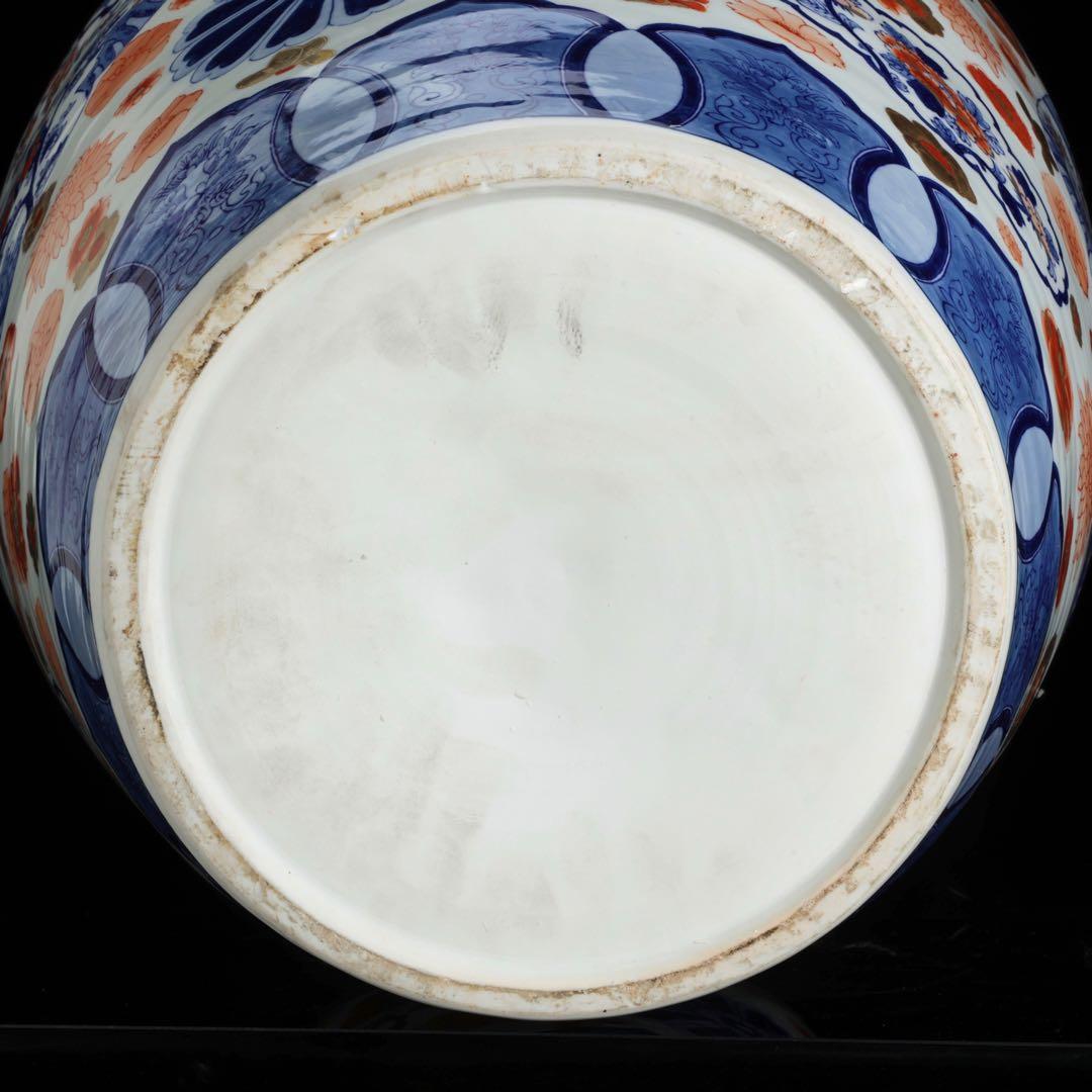 有田焼 染錦窓絵花鳥山水図 獅子摘蓋付 沈香壺 大型97㎝ 飾壷 古美術 骨董品