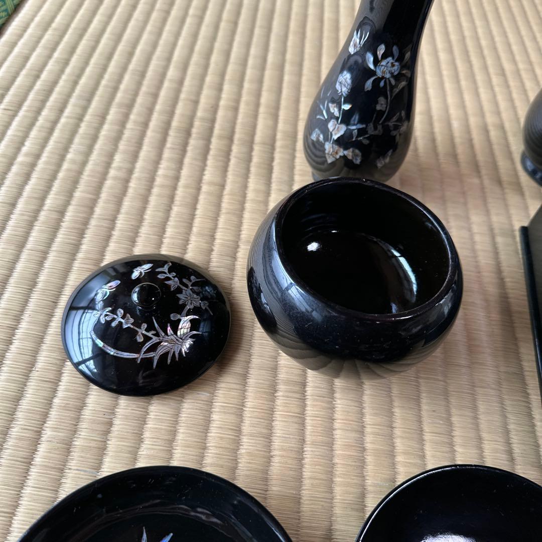 大量 高麗乾漆螺鈿 お皿 酒器 蓋付き椀 花瓶 など