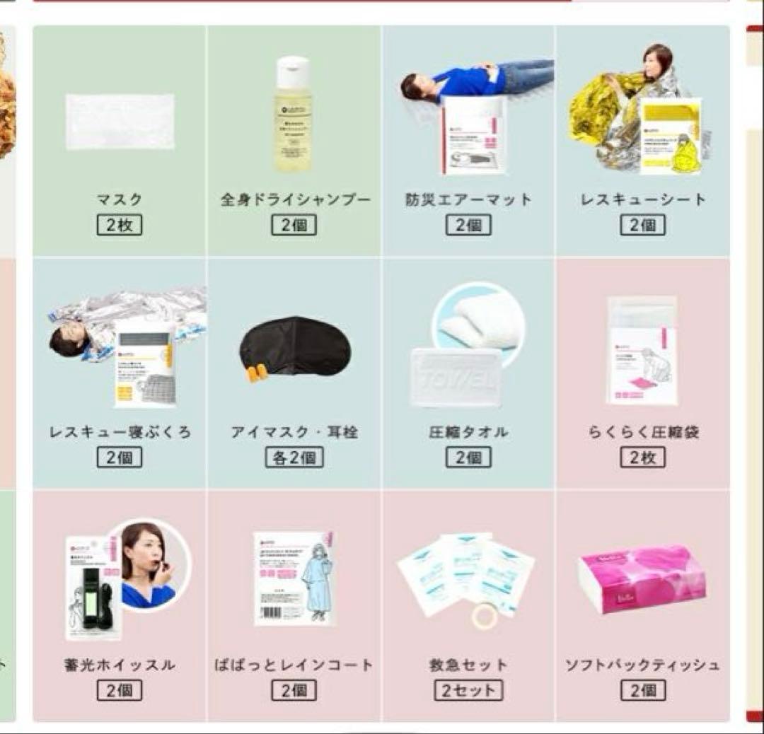ラピタ 防災セットSHELTERプレミアム 2人用 65点 防災リュック 黒
