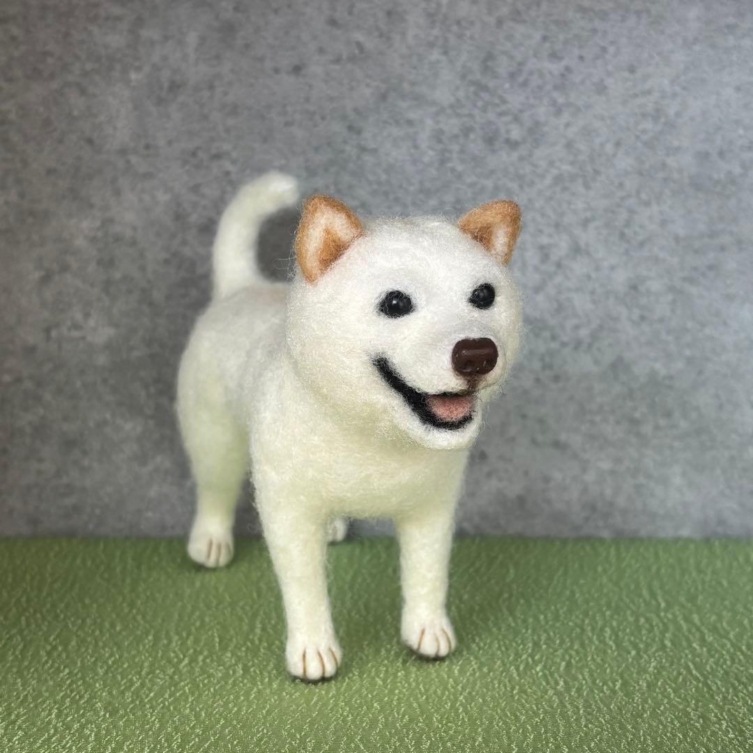 柴犬　白柴（小）　羊毛フェルト　ハンドメイド　No.113