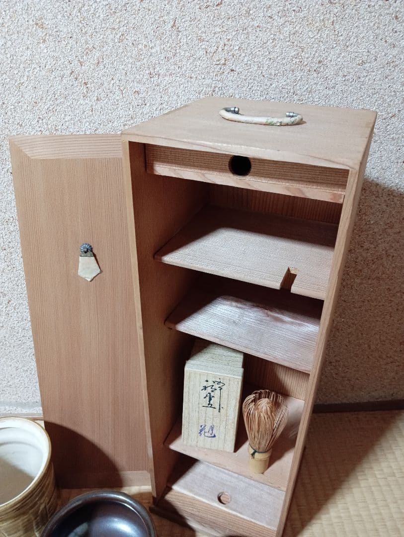 茶道具セット　短編箱　茶道 茶碗　茶せん　茶杓　なつめ　茶巾　棗　黄瀬戸　水指