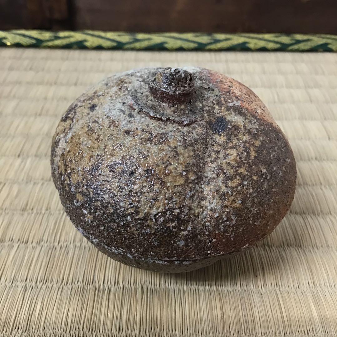 茶道具　香合　常滑焼　人間国宝　三代　山田常山作　栞　紙箱　共箱　S80KG
