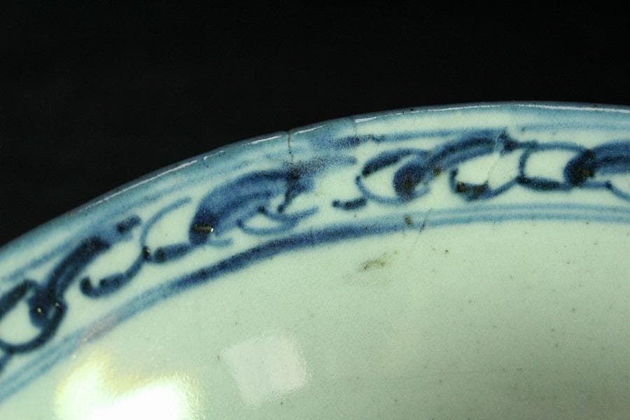 中国美術 青花 纏枝蓮花紋 碗 茶道具伝来 唐物 時代物(K-LC806)