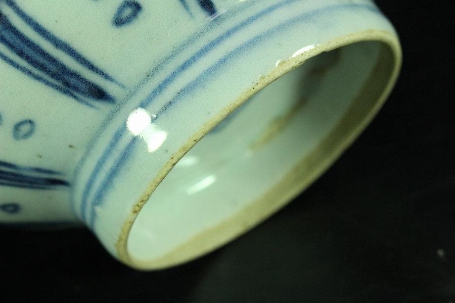 中国美術 青花 纏枝蓮花紋 碗 茶道具伝来 唐物 時代物(K-LC806)