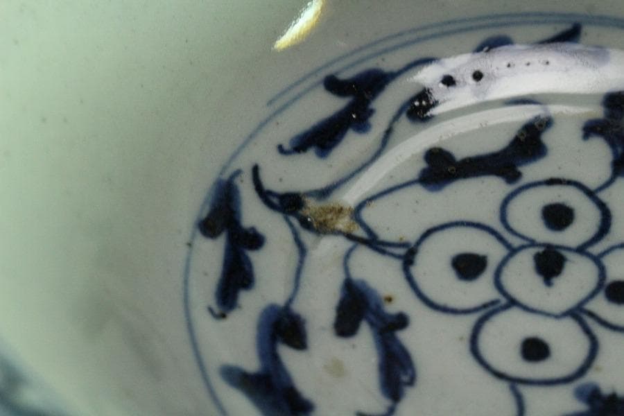 中国美術 青花 纏枝蓮花紋 碗 茶道具伝来 唐物 時代物(K-LC806)