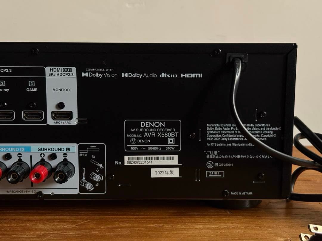 DENON AVR-X580BT ブラック サラウンドレシーバー リモコン付き