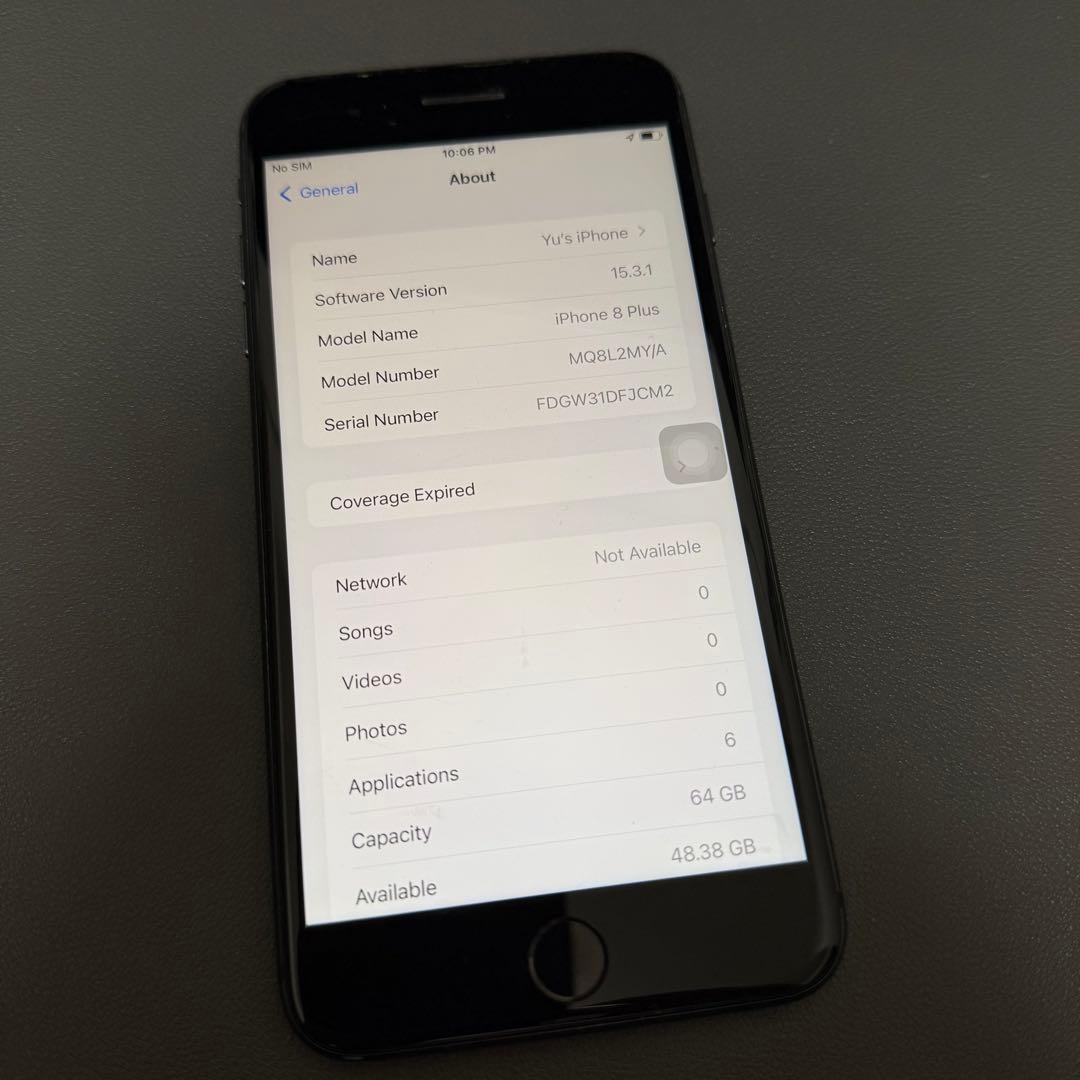 海外版Apple iPhone 8 Plus 64GB ブラック