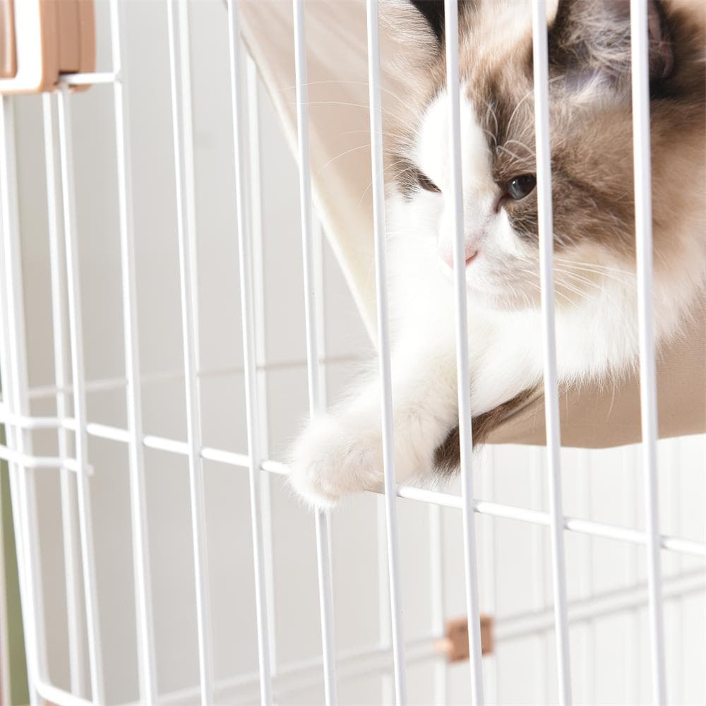 【新品】木製×スチール二段キャットケージ 多頭飼い対応 脱走防止