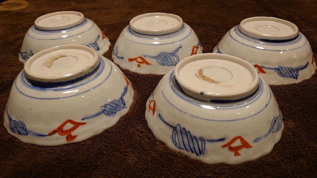 古伊万里　伊万里　色絵　華の図　中鉢　５客