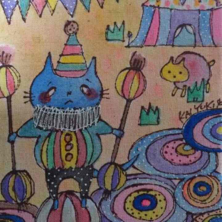 手描き★かいゆき★イラスト★キャンバス 壁掛け 猫 アンティーク
