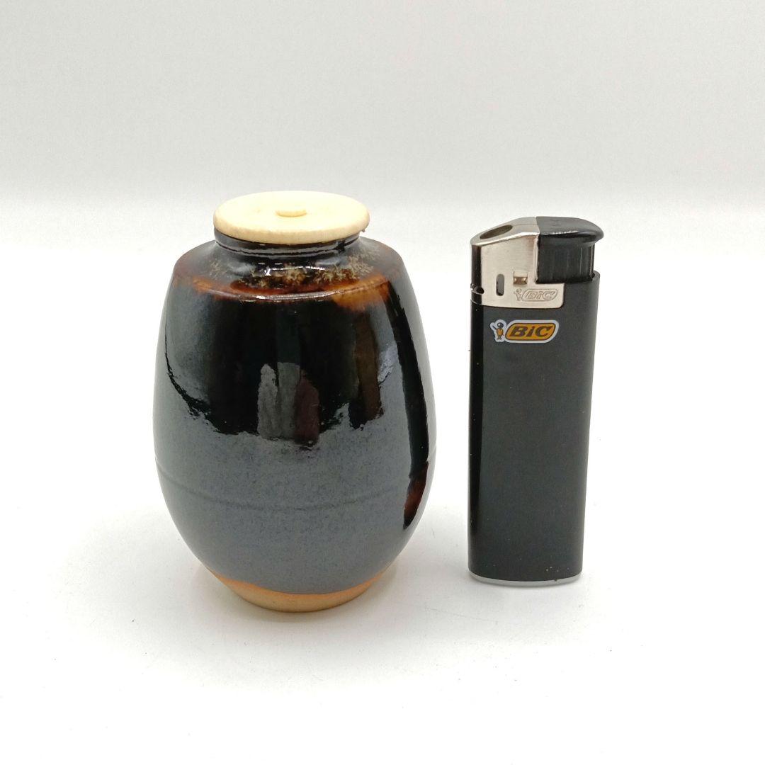 茶道具　桶谷定一作　京焼　清水焼　文琳茶入　上410