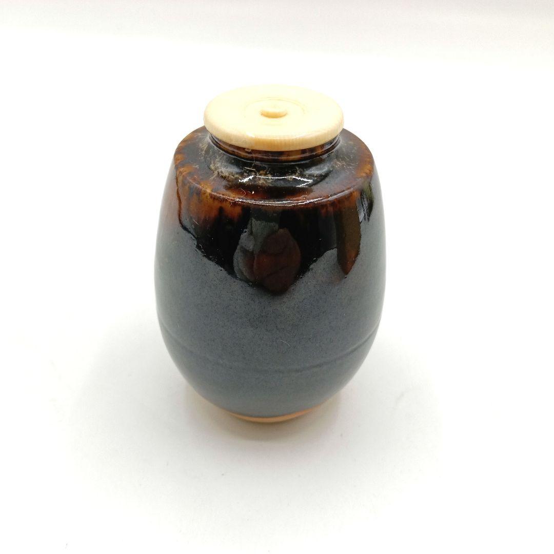 茶道具　桶谷定一作　京焼　清水焼　文琳茶入　上410
