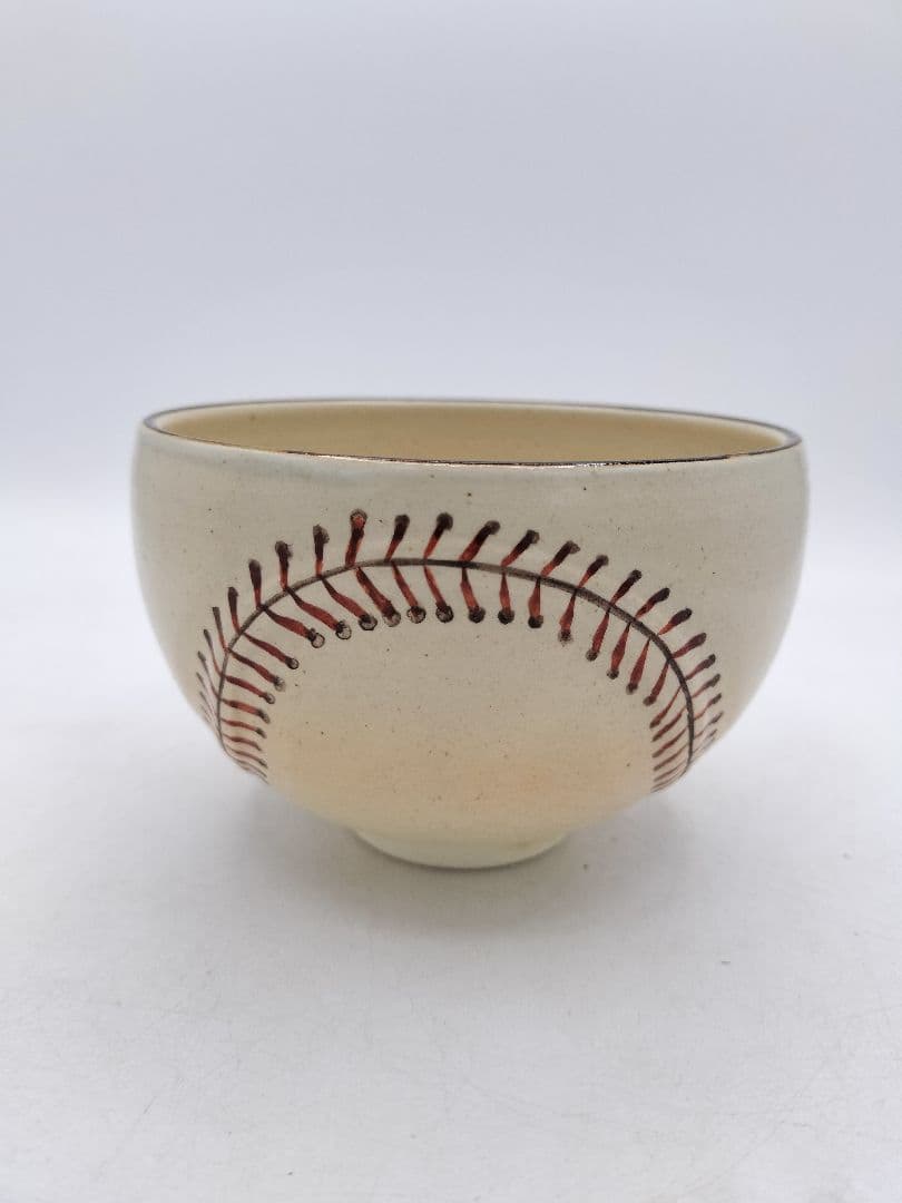 d114 限定【新品・未使用】野球ボール茶碗・国産真茶筌セット 中村良二 木箱