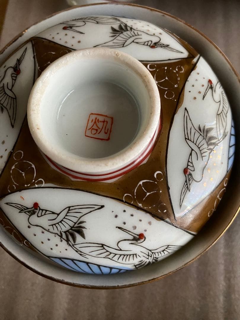鶴デザインの茶碗 15個セット