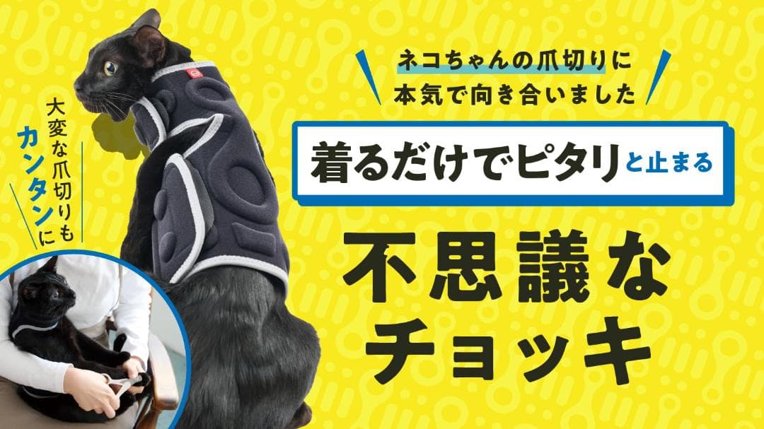 猫用ケアチョッキ ブラック にゃんケア 軽量設計