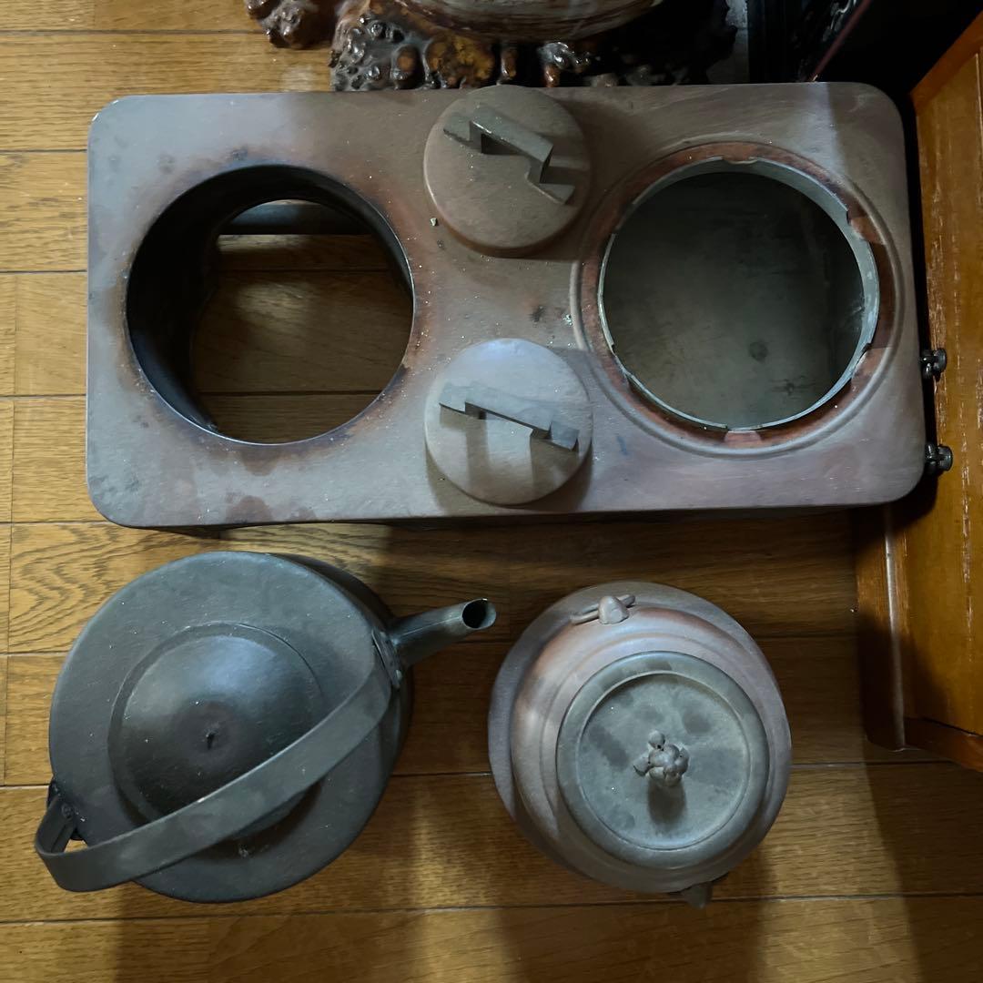 燗銅壺 酒燗器 熱燗器 古銅酒燗器 時代物 銅製 酒器 五徳 火鉢 長火鉢