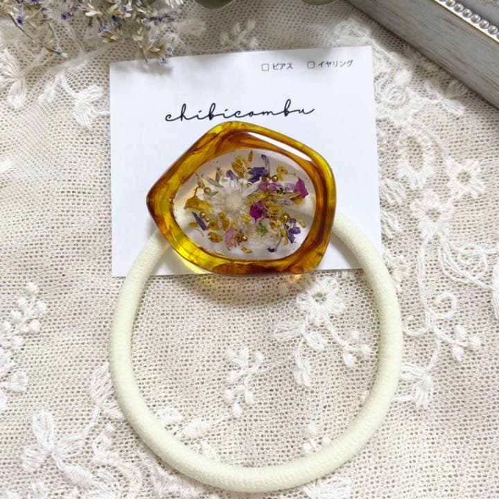 ハンドメイド　レジン　お花　ヘアゴム　ポニーフック　ブローチ　no.197