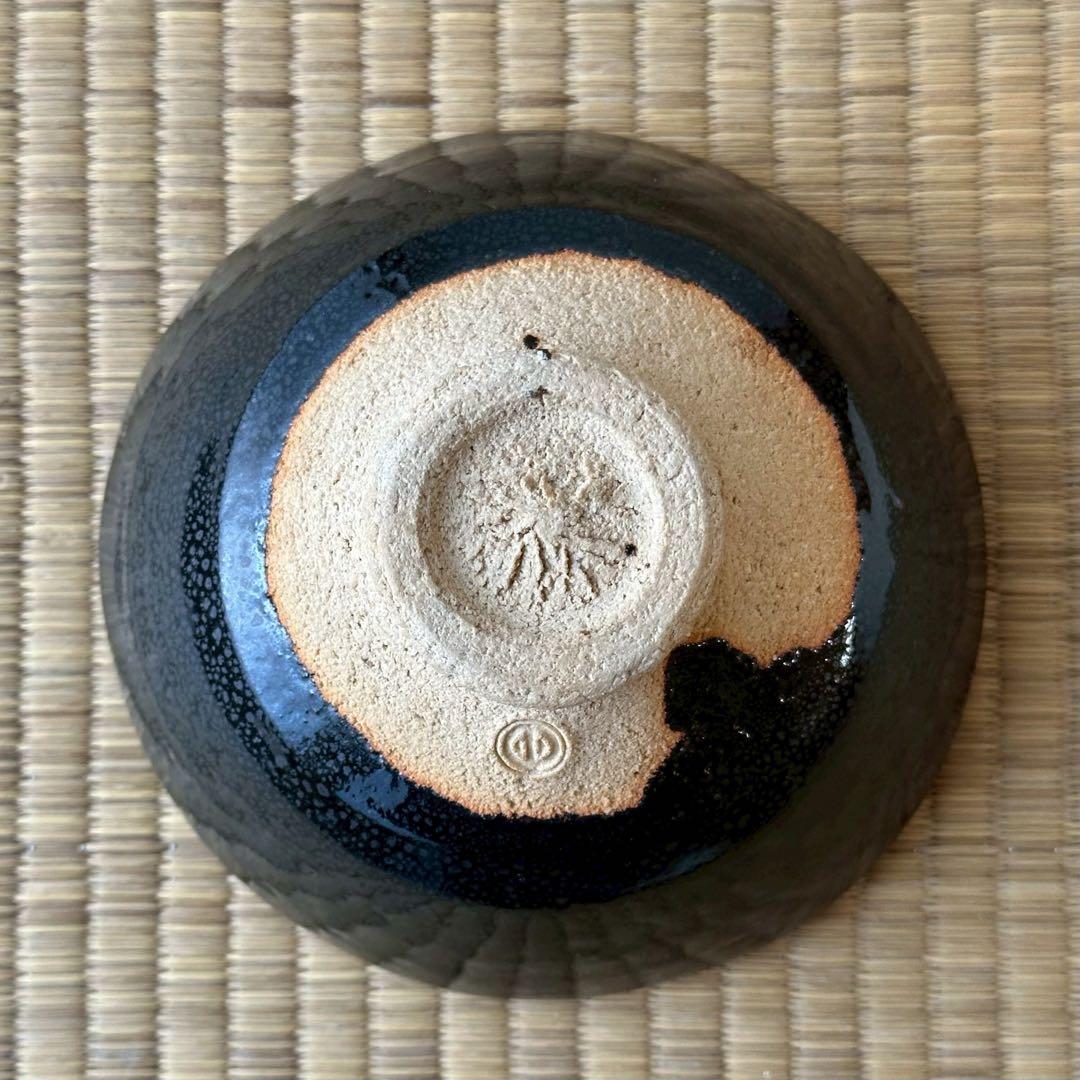 人間国宝 清水卯一 作【油滴天目釉茶碗】天目茶碗 在銘 茶道具