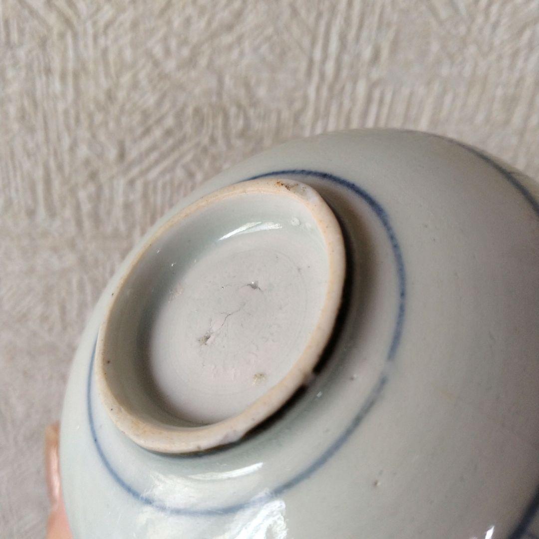 古伊万里染付薄羽蜉蝣文りん茶碗江戸幕末蕎麦猪口
