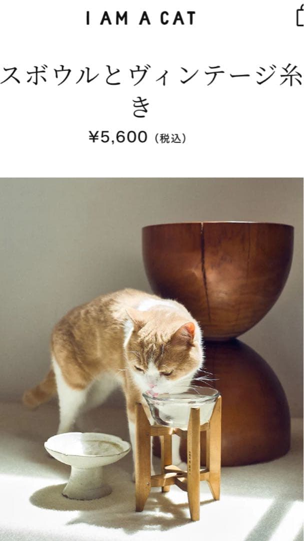 I AM A CAT ごはんのうつわ＆ガラスボウルとヴィンテージ糸巻きのＳＥＴ