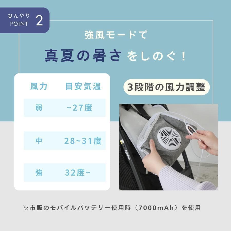 ベビーカーシート 夏 ファン付き 扇風機 暑さ対策 保冷剤ポケット 冷却 冷感