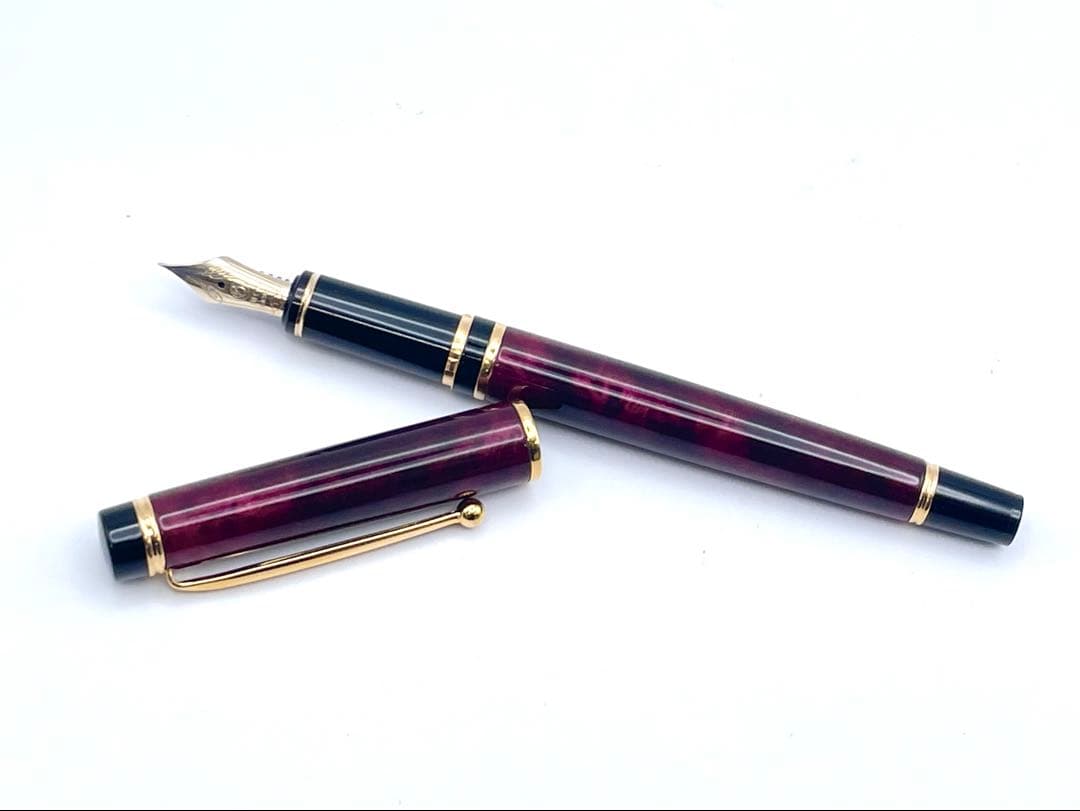 【S】初期型 パイロット グランセ ルビーレッドマーブル 万年筆 ペン先14K