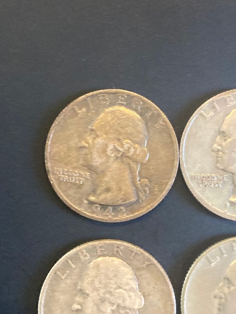 1942.1948 4枚　25セント　ワシントン　クオーターダラー　銀貨