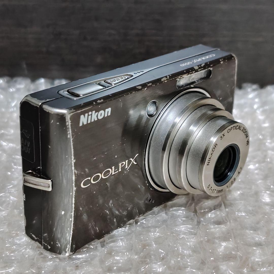 【動作確認済 程度良好】ニコン クールピクス S510 オールドコンデジ 黒系