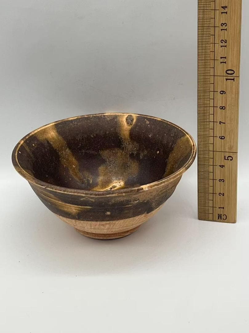 宋時代 吉州窯黒釉褐斑茶碗 天目茶碗　唐物　茶道具【旧家蔵出し】(F-148)