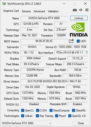 玄人志向 GALAKURO RTX3060 12GB