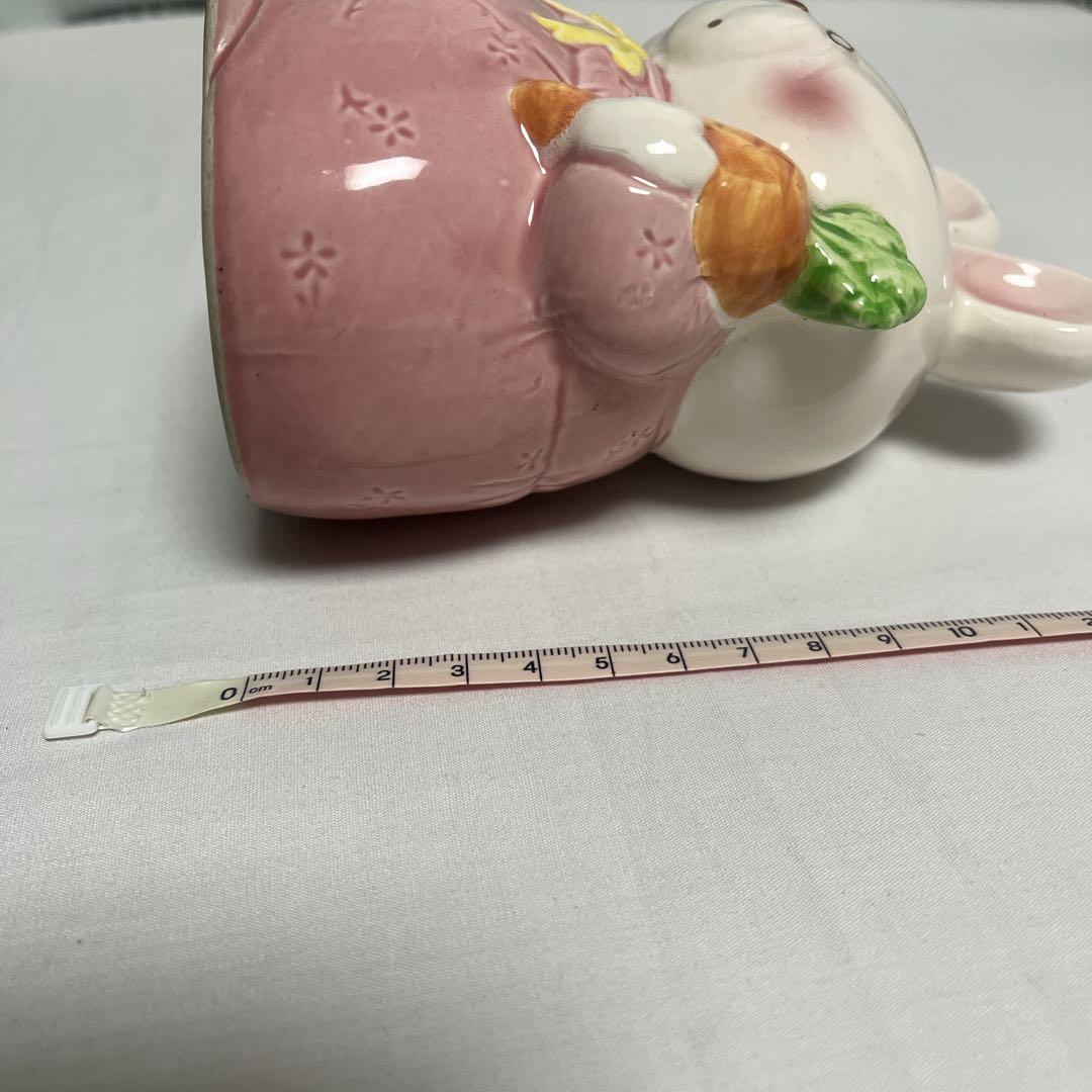 【希少】昭和レトロ　白うさぎのキャロットおばあちゃん　陶器　貯金箱　TOKAI