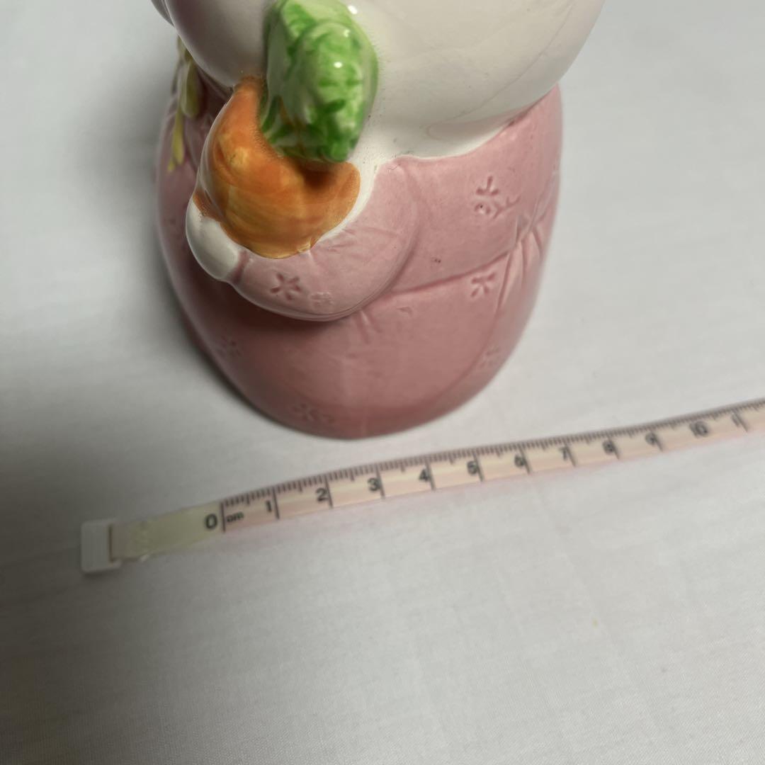 【希少】昭和レトロ　白うさぎのキャロットおばあちゃん　陶器　貯金箱　TOKAI