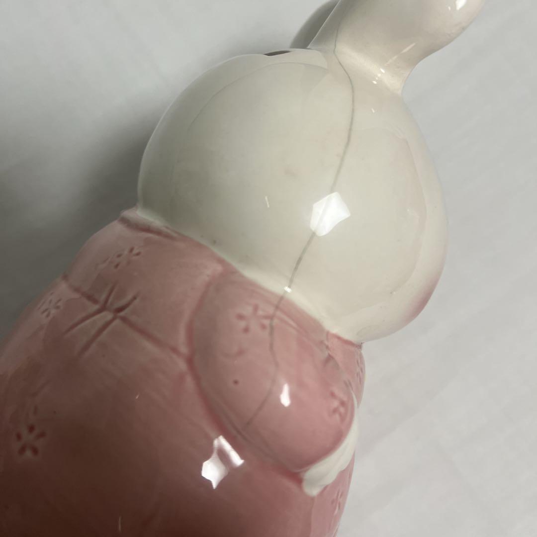 【希少】昭和レトロ　白うさぎのキャロットおばあちゃん　陶器　貯金箱　TOKAI
