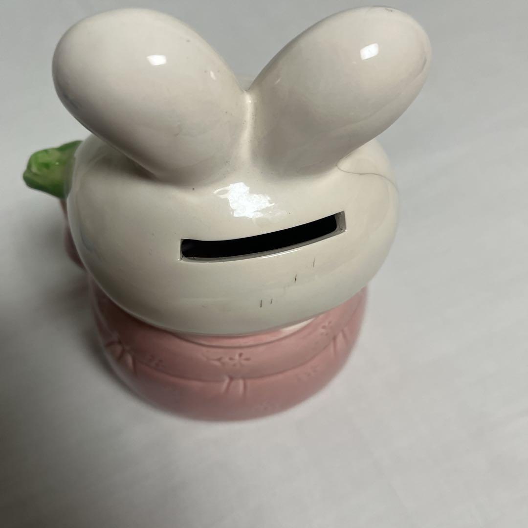 【希少】昭和レトロ　白うさぎのキャロットおばあちゃん　陶器　貯金箱　TOKAI