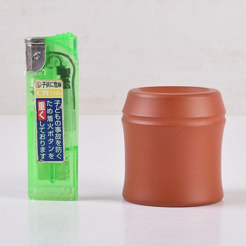 茶道具　常滑焼　朱泥　蓋置　在銘　共箱　V　8433