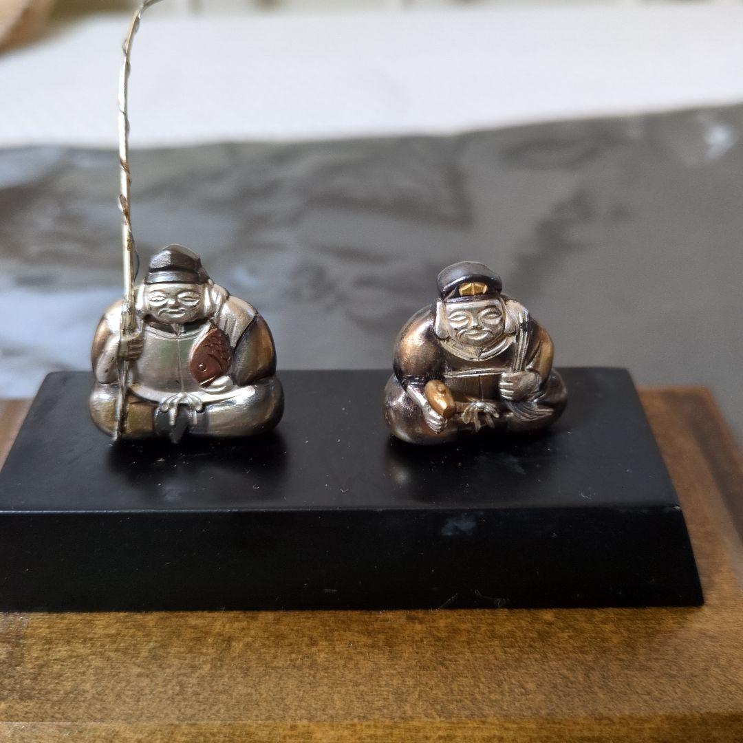 金属工芸品 二人の福の神