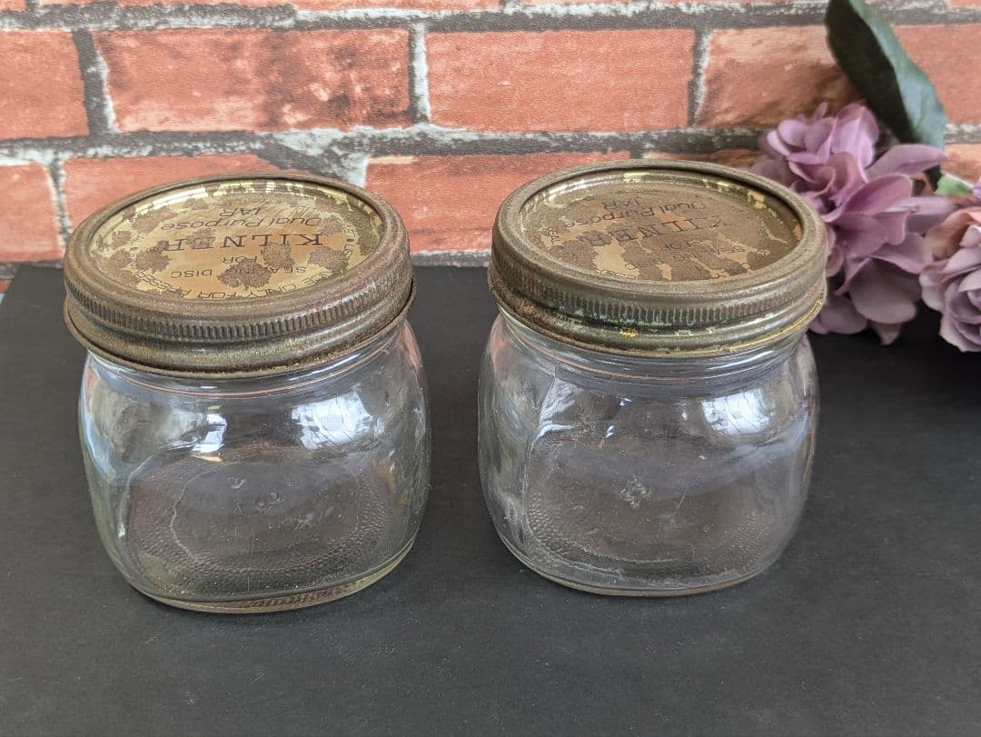 イギリス アンティーク キルナー KILNER ガラスジャー ２本セット
