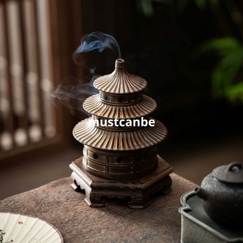 陶磁器 香炉 歩歩高升宝塔香炉 室内沈香炉 禅意茶道 置物 工芸品