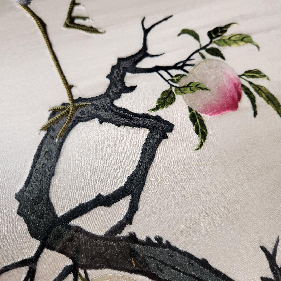 Y3452-11 中国 絹刺繍 鶴図 衝立 高さ103㎝
