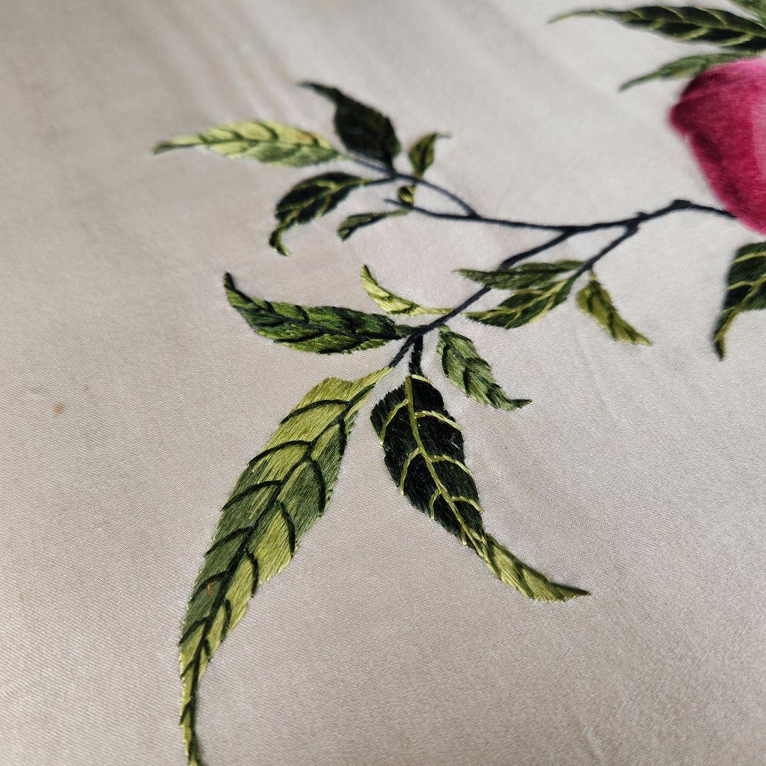 Y3452-11 中国 絹刺繍 鶴図 衝立 高さ103㎝
