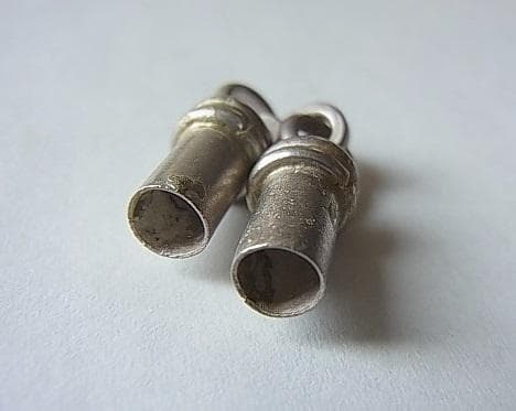 ★留具エンド33▼フック付　古色 銀製パーツ　2組　 エスニック　カレンシルバー