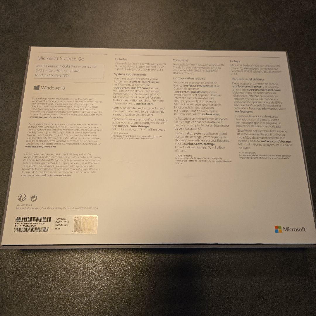 【ジャンク品】Surface Go 1824 64GB / 英字タイプカバー付