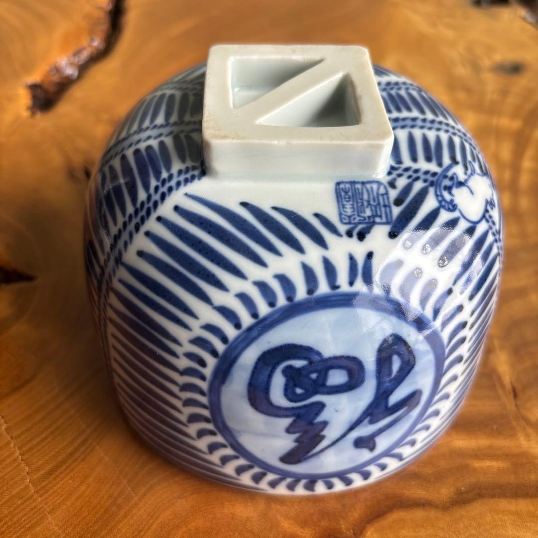 染付俵茶碗 七福神 共箱 抹茶碗 茶道具 （6y）