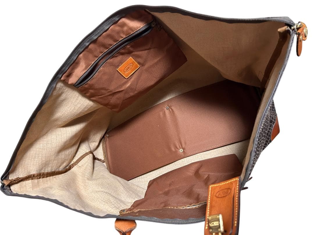 大容量☆BRIC'S ブリックス ボストンバッグ リザード型押し レザー 茶色