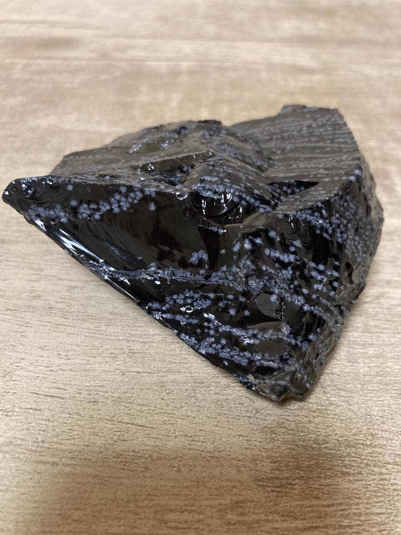天然黒曜石 スノーフレークオブシディアン 原石2個セット 約8cm 国産鉱物標本