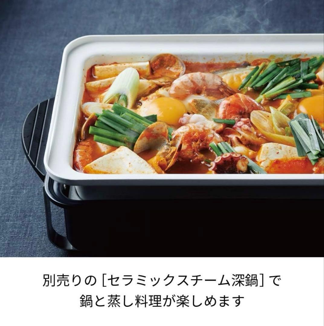 【お得！】recolte ネイビー ホットプレート 深鍋、たこ焼きプレート付き