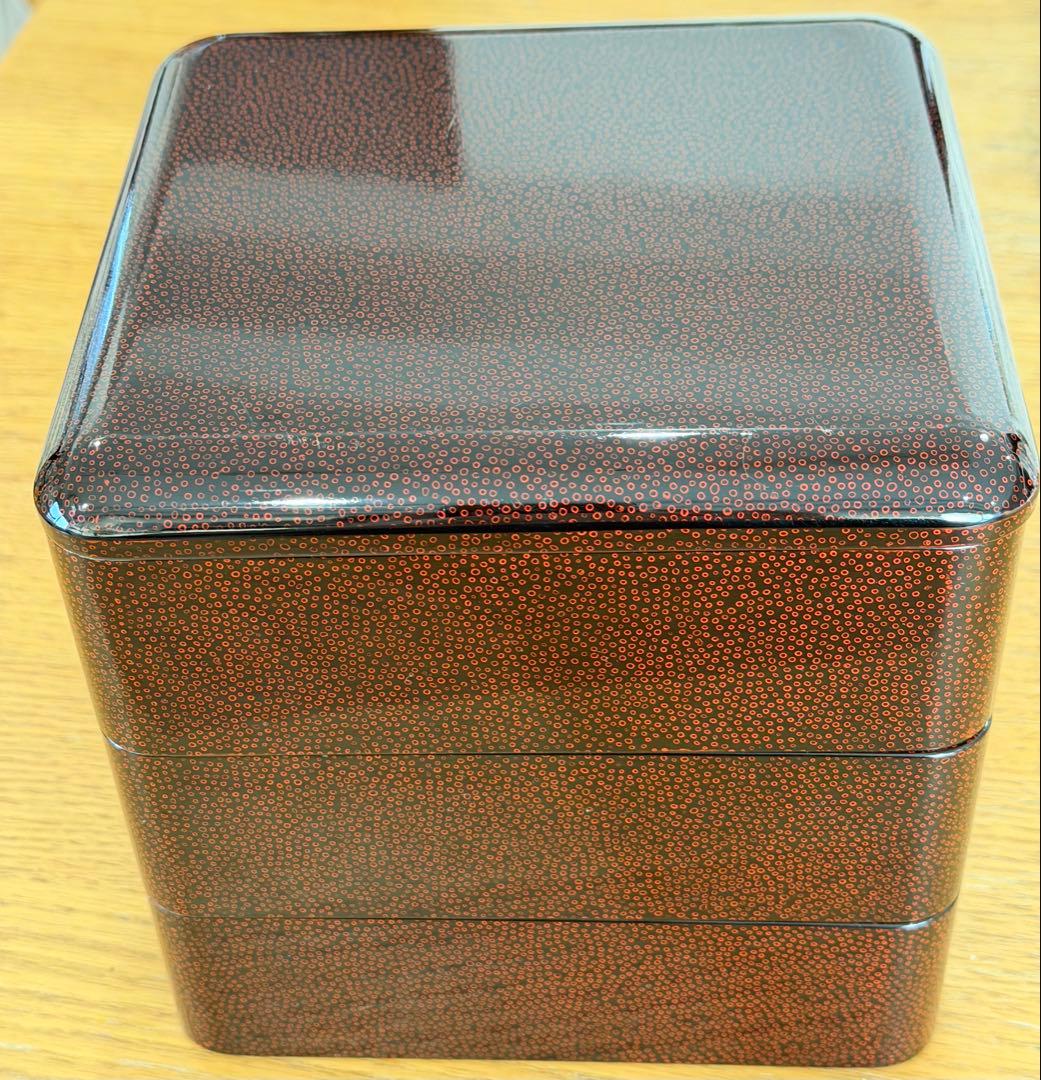 津軽塗　七々子塗　6寸　三段重箱