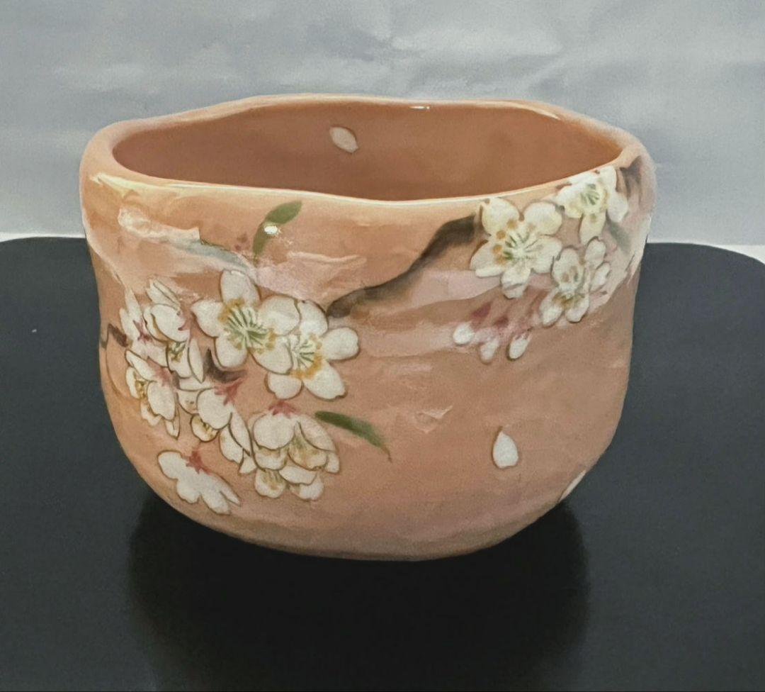桜の絵 赤茶碗(赤楽) 桂窯 伊藤桂楽 茶道具