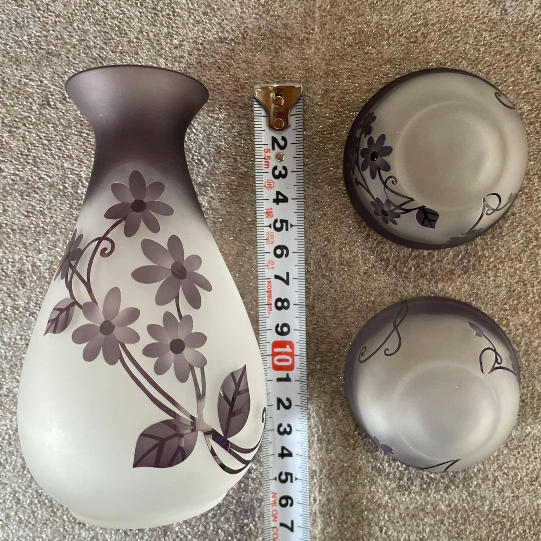 【新品】サンドブラスト／花柄グラデーション ガラス製酒器セット