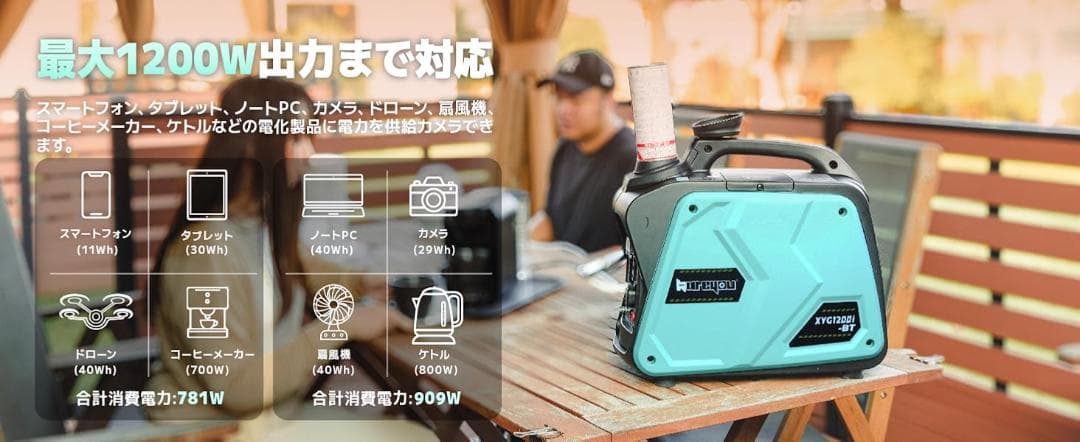 カセットボンベ式 インバーター発電機 1.0kVA ガス発電機 軽量 12kg